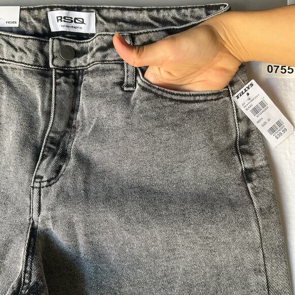 RSQ Women’s High Rise Straight Leg Denim Frayed Jeans, size 30, Gray, NWT - Picture 9 of 11